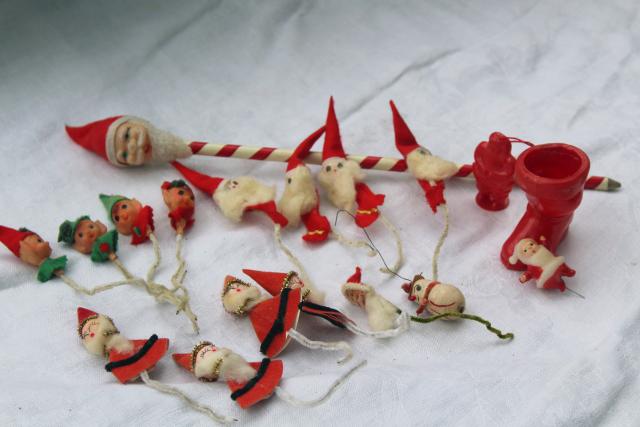 photo of vintage dime store Christmas novelties, plastic toys chenille stem felt decorations #1