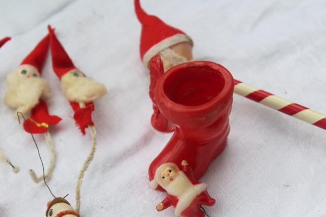 photo of vintage dime store Christmas novelties, plastic toys chenille stem felt decorations #2