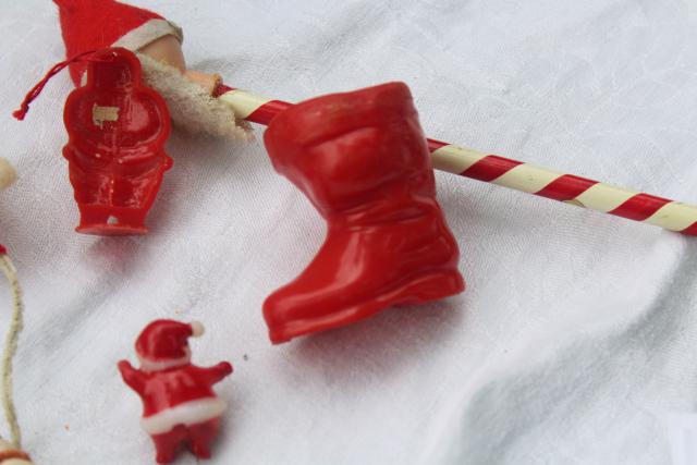 photo of vintage dime store Christmas novelties, plastic toys chenille stem felt decorations #3