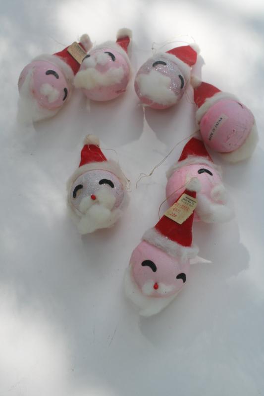 photo of vintage dime store papier mache cotton Santa head Christmas ornaments made in Japan #1