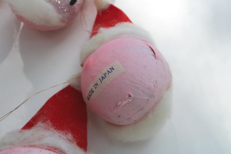 photo of vintage dime store papier mache cotton Santa head Christmas ornaments made in Japan #4