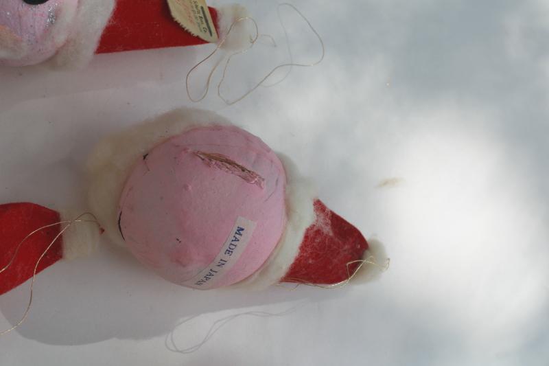 photo of vintage dime store papier mache cotton Santa head Christmas ornaments made in Japan #6