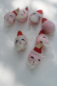 catalog photo of vintage dime store papier mache cotton Santa head Christmas ornaments made in Japan