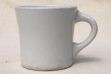 catalog photo of vintage diner coffee mug, Warwick china heavy white ironstone restaurant ware coffee cup