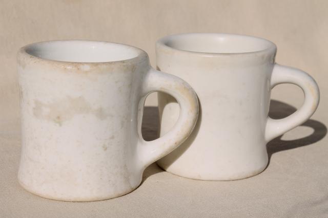 photo of vintage diner coffee mugs, heavy white ironstone china restaurant ware coffee cups #3