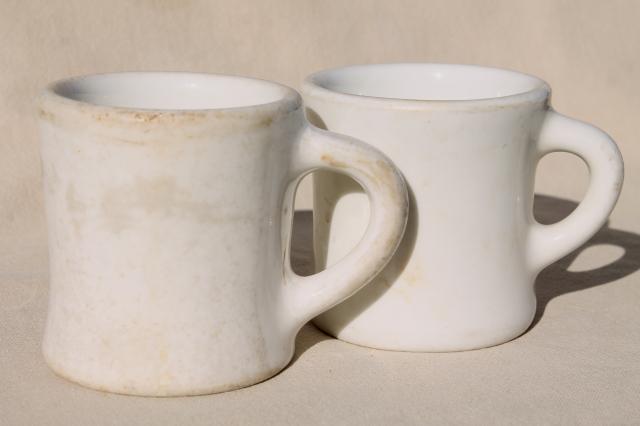 photo of vintage diner coffee mugs, heavy white ironstone china restaurant ware coffee cups #4