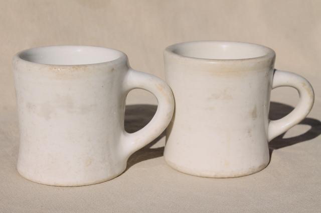 photo of vintage diner coffee mugs, heavy white ironstone china restaurant ware coffee cups #5