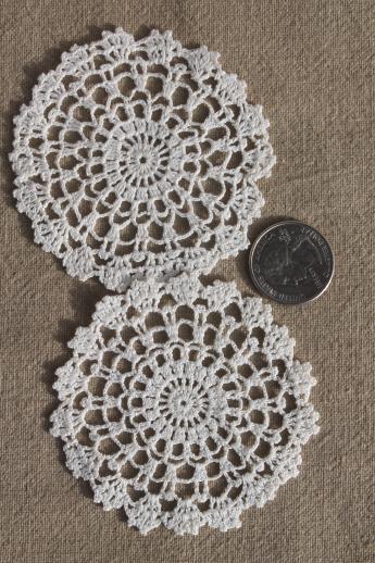 photo of vintage doily lot - crochet lace doilies, table mats, coasters, goblet rounds #2