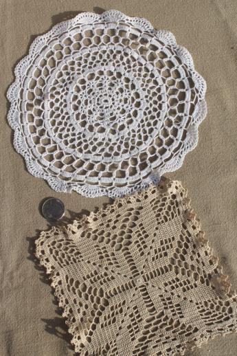 photo of vintage doily lot - crochet lace doilies, table mats, coasters, goblet rounds #7