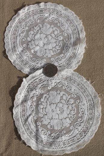 photo of vintage doily lot - crochet lace doilies, table mats, coasters, goblet rounds #8