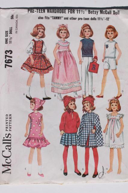 photo of vintage doll clothes sewing patterns lot, fashion dolls Barbie & Ken wardrobe etc #6
