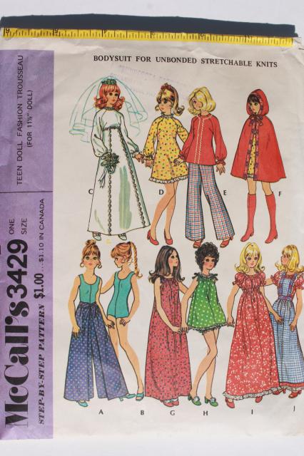 photo of vintage doll clothes sewing patterns lot, fashion dolls Barbie & Ken wardrobe etc #8