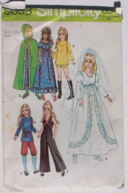 photo of vintage doll clothes sewing patterns lot, fashion dolls Barbie & Ken wardrobe etc #10