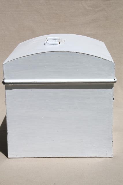 photo of vintage dome top metal box, treasure chest document box, tool box or big lunch box! #3