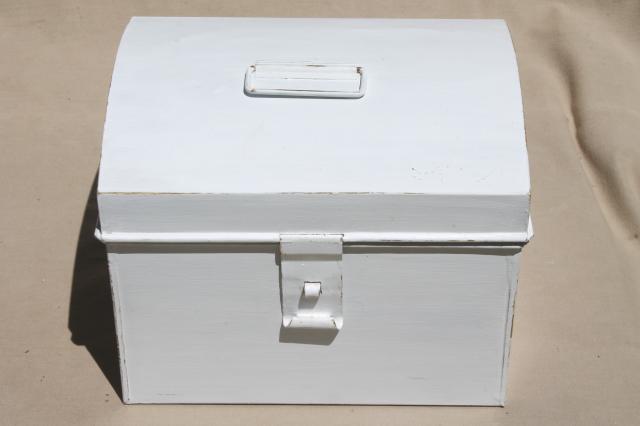 photo of vintage dome top metal box, treasure chest document box, tool box or big lunch box! #9