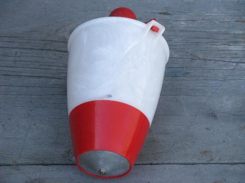 photo of vintage donut dropper, red and white plastic doughnut maker kitchen utensil #3