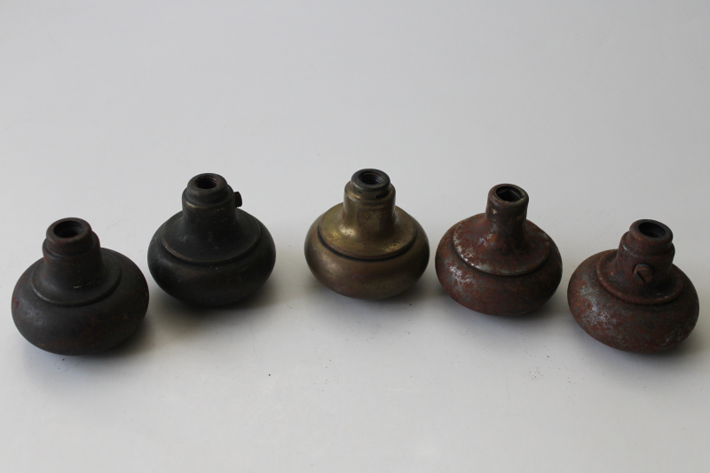 photo of vintage doorknobs lot, primitive rusty metal tarnished brass old door knobs  #4