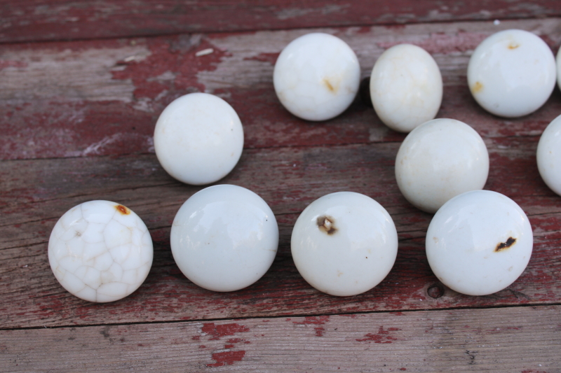 photo of vintage doorknobs lot, rusty crusty stained white ironstone porcelain knobs for upcycle projects or bowl fillers  #2