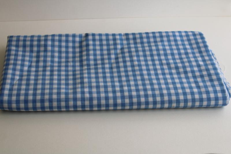 photo of vintage dorothy blue & white checked gingham fabric, cotton blend woven checks #1