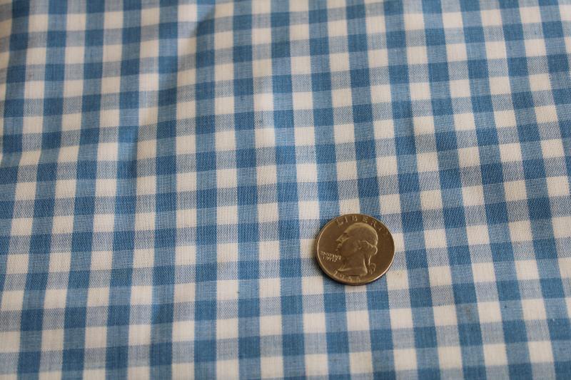 photo of vintage dorothy blue & white checked gingham fabric, cotton blend woven checks #2