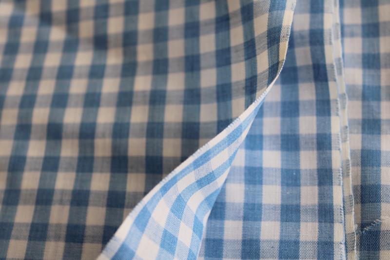 photo of vintage dorothy blue & white checked gingham fabric, cotton blend woven checks #3