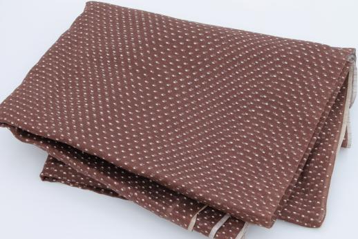 photo of vintage dotted swiss fabric, brown with white dots sheer cotton fabric #2