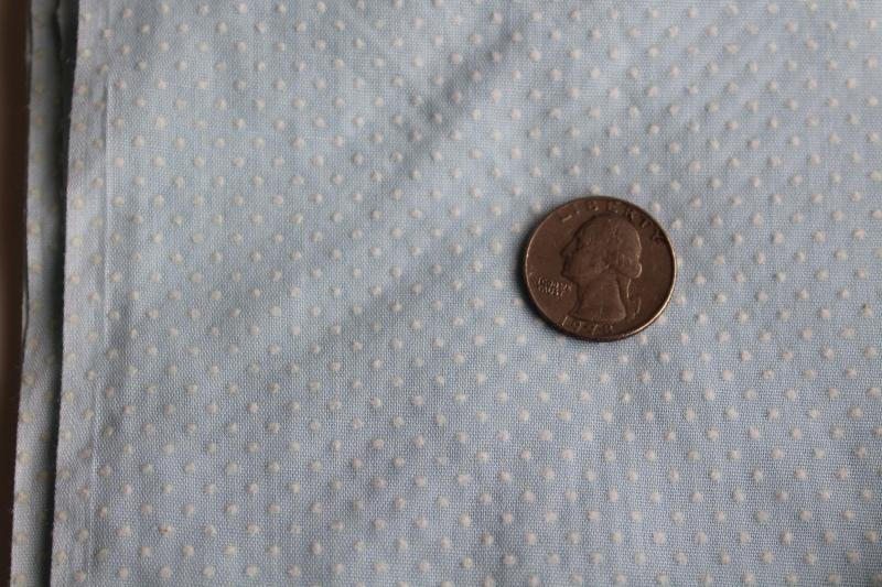 photo of vintage dotted swiss fabric, pale blue w/ white pin dots, crisp cotton or blend #1