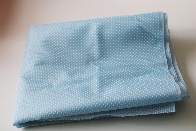 photo of vintage dotted swiss sheer crisp organza fabric, pale blue w/ white dots  #1