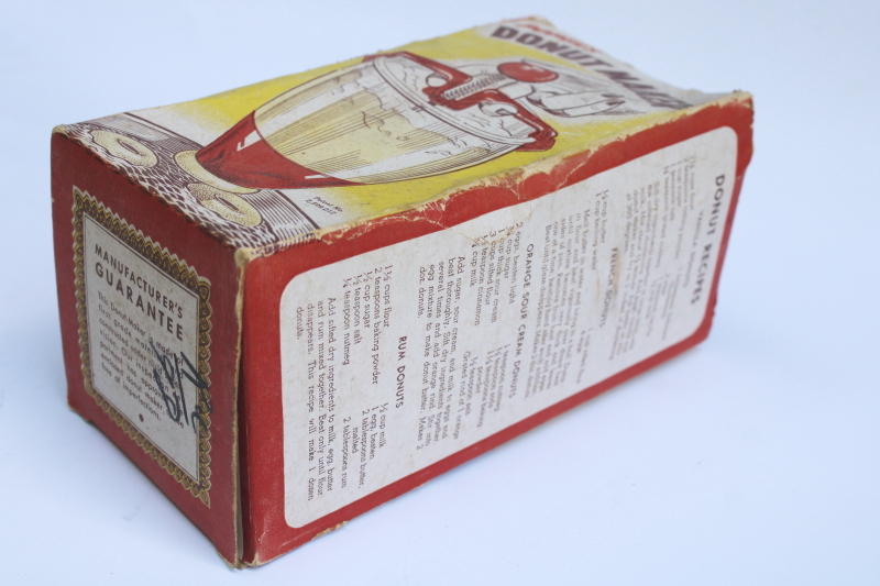 photo of vintage doughnut dropper, Popiel Donut Maker w/ instructions & recipes original box #6