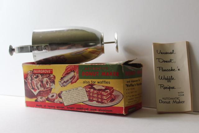 photo of vintage doughnut maker, donut dropper w/ recipe leaflet pancakes waffles #1