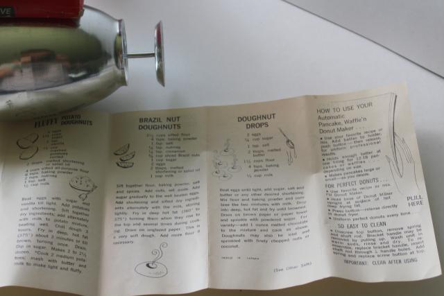 photo of vintage doughnut maker, donut dropper w/ recipe leaflet pancakes waffles #11