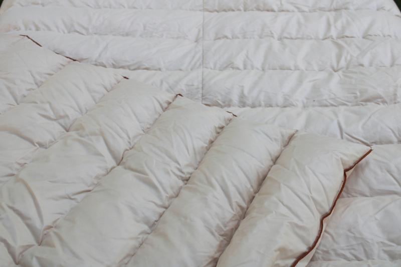 photo of vintage down comforter full / queen bed size, cream colored cotton sateen cover fabric #2
