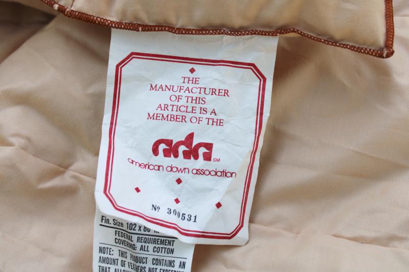 photo of vintage down comforter full / queen bed size, cream colored cotton sateen cover fabric #4