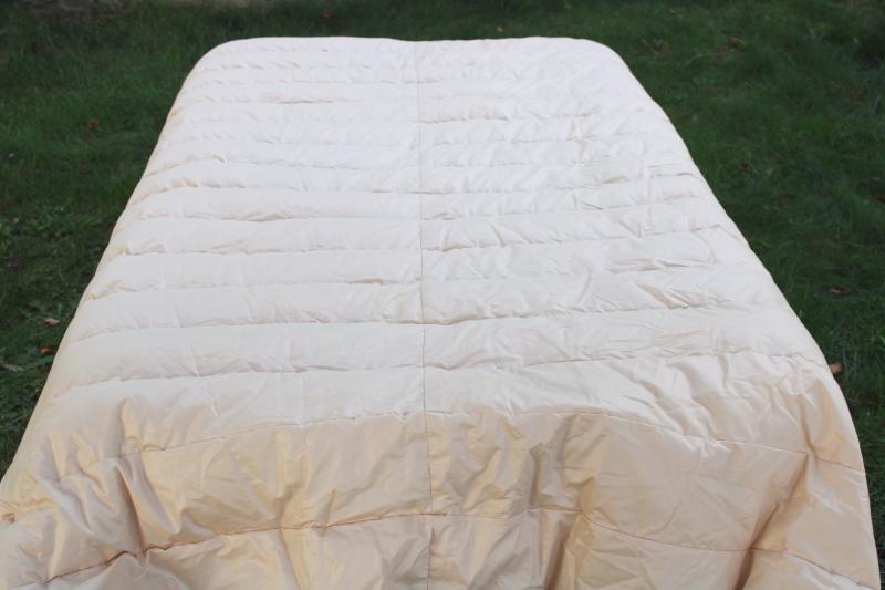 photo of vintage down comforter full / queen bed size, cream colored cotton sateen cover fabric #8