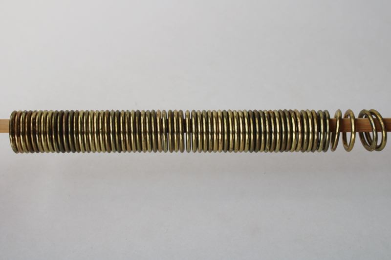 photo of vintage drapery hardware, lot of 64 brass curtain rings for rod hanging cottagecore cafe curtains  #4