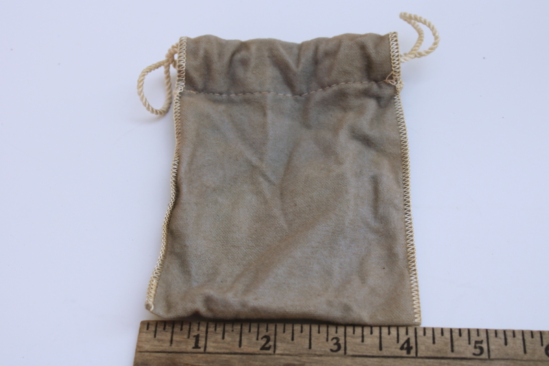 photo of vintage drawstring pouch Steuben Glass label, silver cloth bag for presentation or storage #3