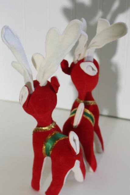 photo of vintage dream pet Christmas reindeer, red velvet deer holiday decorations #3