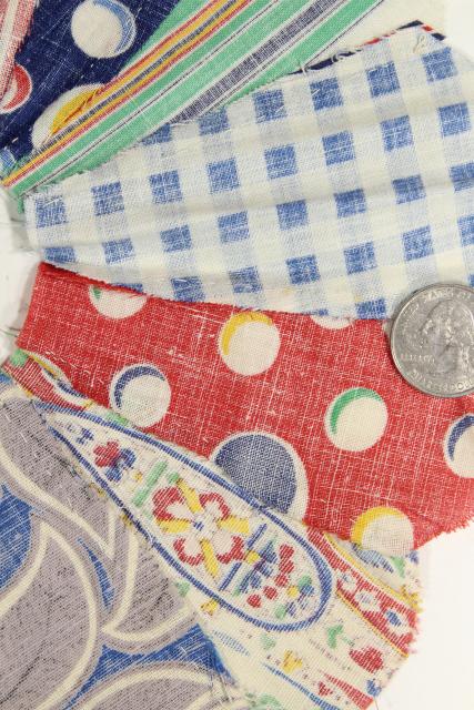 photo of vintage dresden plate quilt blocks, cotton prints 1930s - 1950s hand sewn patchwork #7