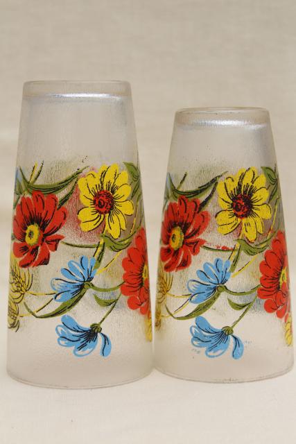 photo of vintage drinking glasses set w/ poppy floral print, ice texture unbreakable plastic tumblers #5