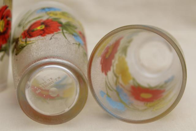 photo of vintage drinking glasses set w/ poppy floral print, ice texture unbreakable plastic tumblers #7