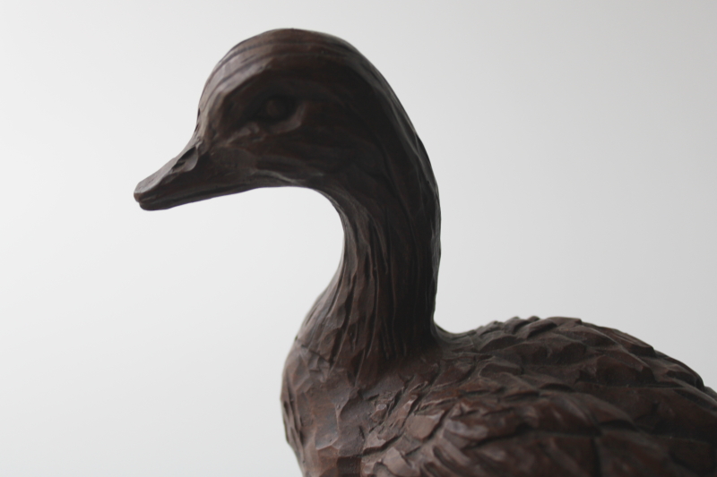 photo of vintage duck Red Mill hand carved look dark wood composition figurine, old fashioned country style decor  #2
