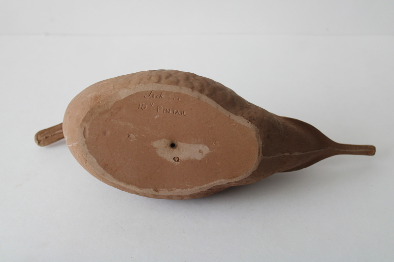 photo of vintage duck decoy, unpainted natural wood composition plain tan color  #5