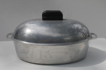 vintage dutch oven type turkey roaster, large oval roasting pan with lid 