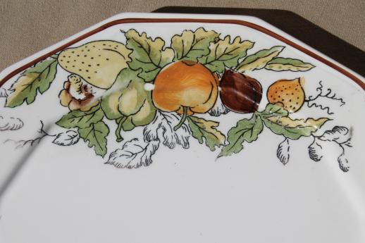 photo of vintage earthenware tureen w/ plate & ladle, fall harvest fruits & flowers #2