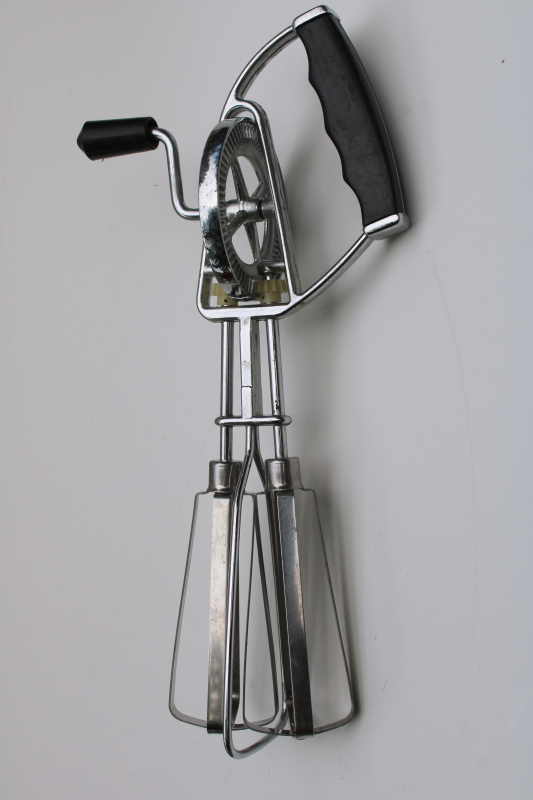 photo of vintage egg beater, stainless steel rotary hand crank mixer kitchen tool  #1