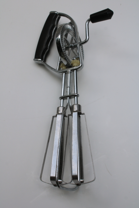 photo of vintage egg beater, stainless steel rotary hand crank mixer kitchen tool  #2