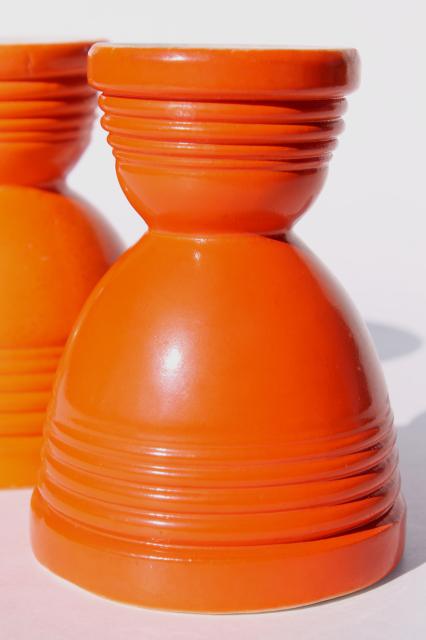 photo of vintage egg cups / coddlers in fiesta orange ironstone china, Hankscraft egg cooker go-along #3