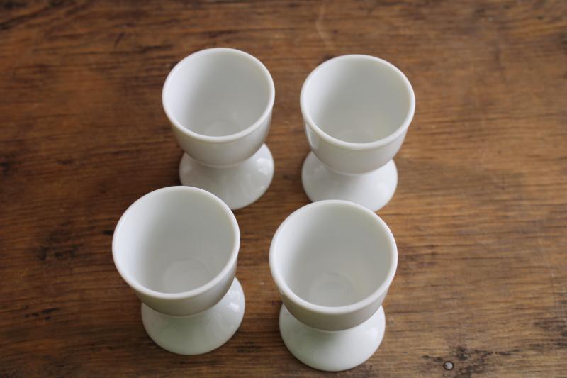 photo of vintage egg cups set of four, pure white porcelain china w/ classic shape #4