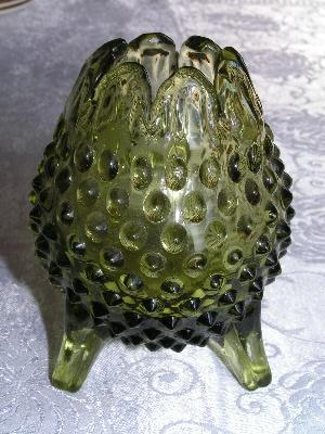 photo of vintage egg shaped hobnail green Fenton vase #1