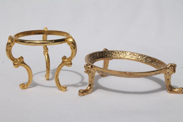 photo of vintage egg stands lot, ornate gold tone metal display holders for decorated eggs #10